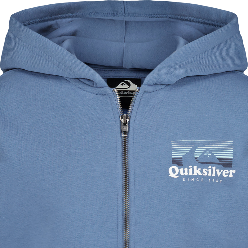 Youth Phase Full Zip Hoodie, Quiksilver Youth Phase Full Zip Hoodie in 420-Quiet Harbor front zippper and logo