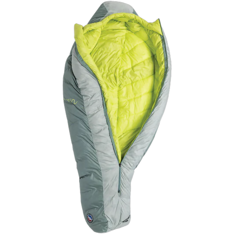 Sidewinder 20 Regular, Big Agnes Sidewinder 20 Regular in Chinois Green/Mercury/Primrose unzipped