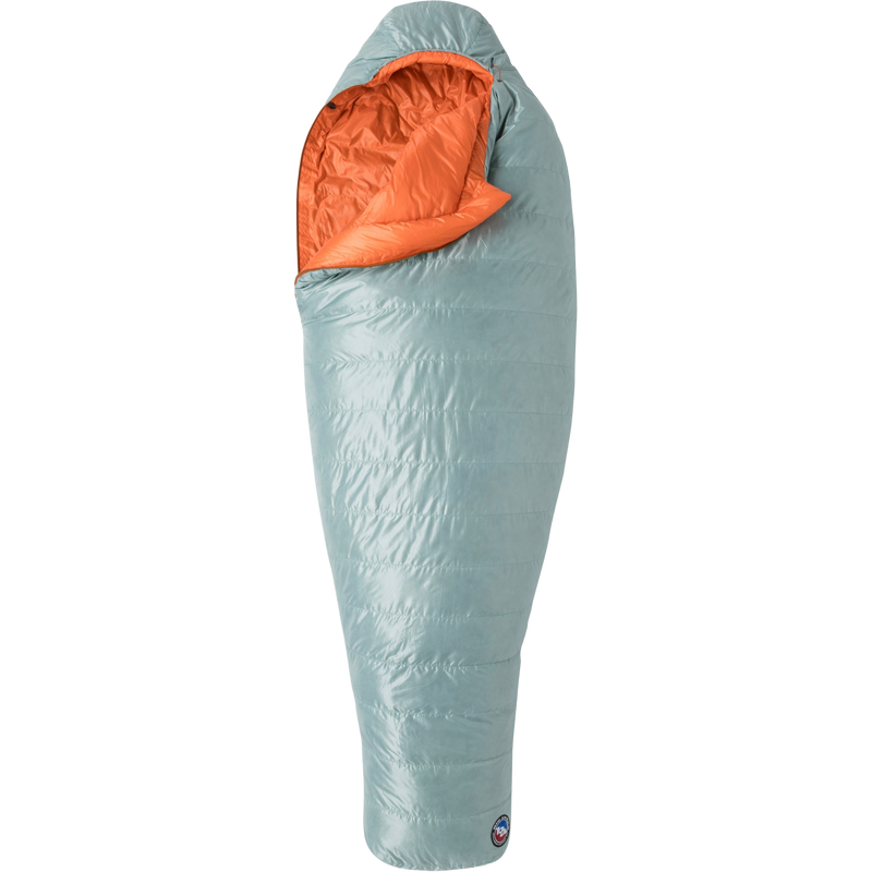 Women's Greystone 20 Long, Big Agnes Women's Greystone 20 in Blue Surf/Nasturtium unzipped