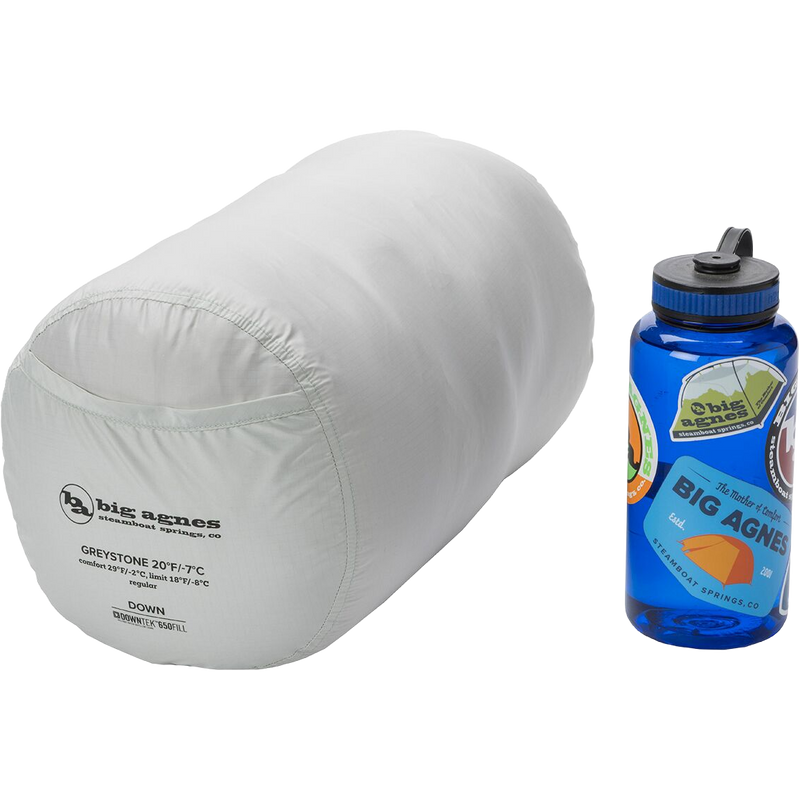 Women's Greystone 20 Long, Big Agnes Women's Greystone 20 in Blue Surf/Nasturtium stuff sack