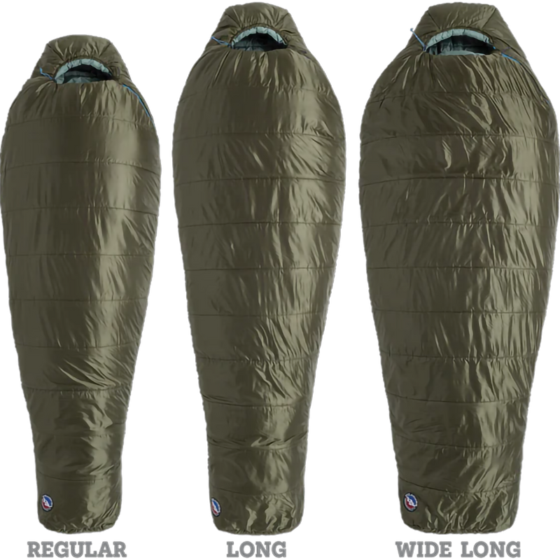 Anthracite 20 Long, Big Agnes Anthracite 20 Regular in Olive Night/Chinois Green length/size comparison