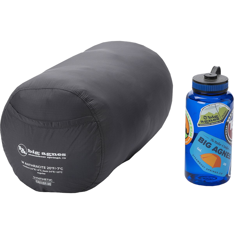 Women's Anthracite 20 Long, Big Agnes Women's Anthracite 20 Regular in Lichen Green/African Violet in stuff sack
