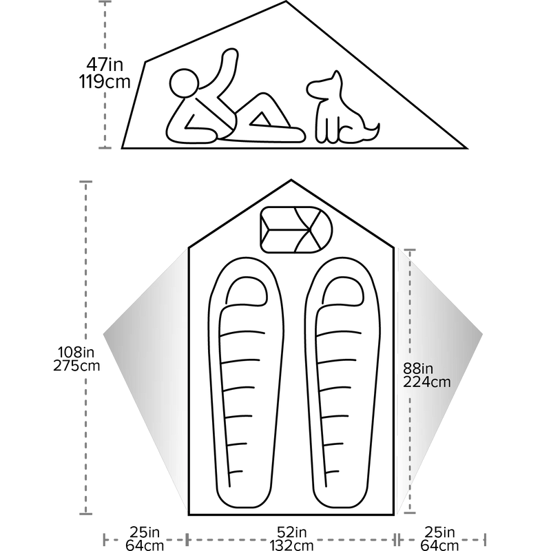 String Ridge VST 2.5, Big Agnes String Ridge VST 2.5 in Asphalt/Mint Leaf dimensions