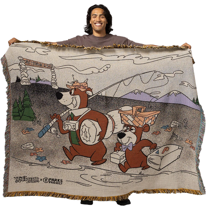 Yogi Bear x Parks Project Woven Blanket, Parks Project Yogi Bear x PP Woven Blanket comparison to model