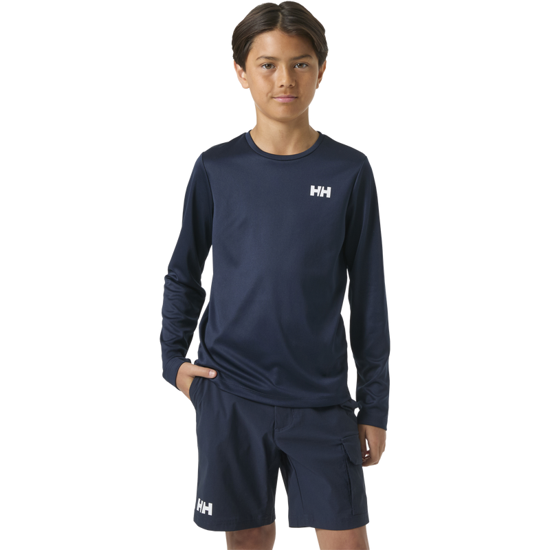 Youth Jr HH Tech Long Sleeve Crew, Helly Hansen Youth Jr HH Tech Long Sleeve Crew in 598 Navy front