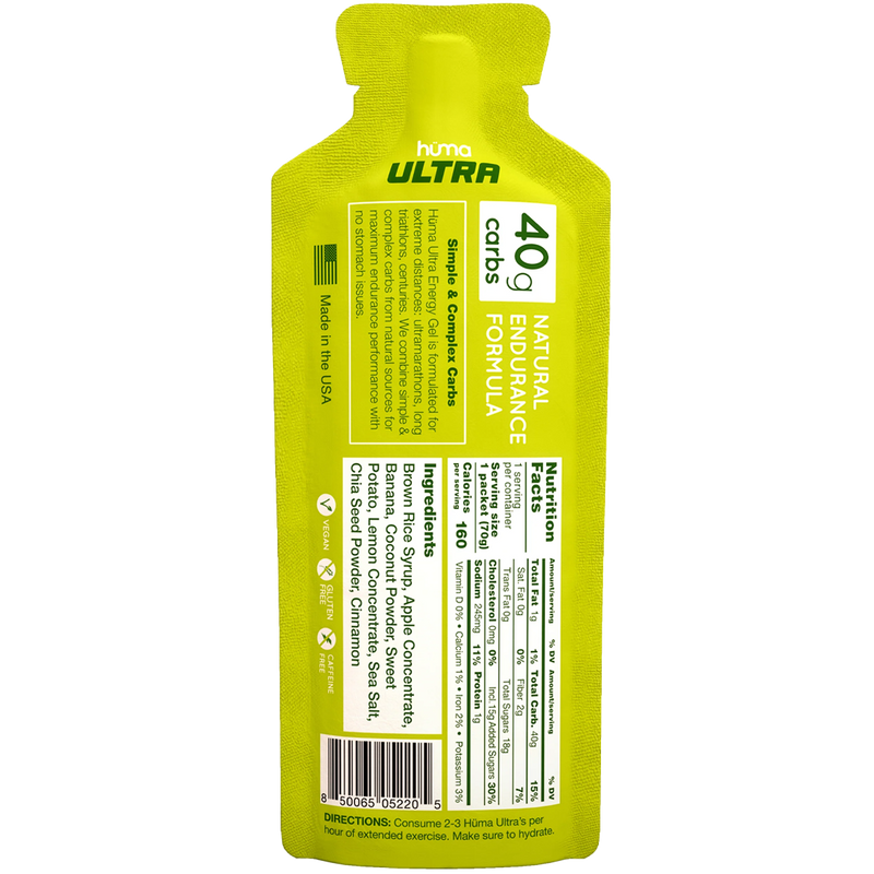 Ultra Energy Gel, Huma Ultra Energy Gel in Apple Pie back of packet