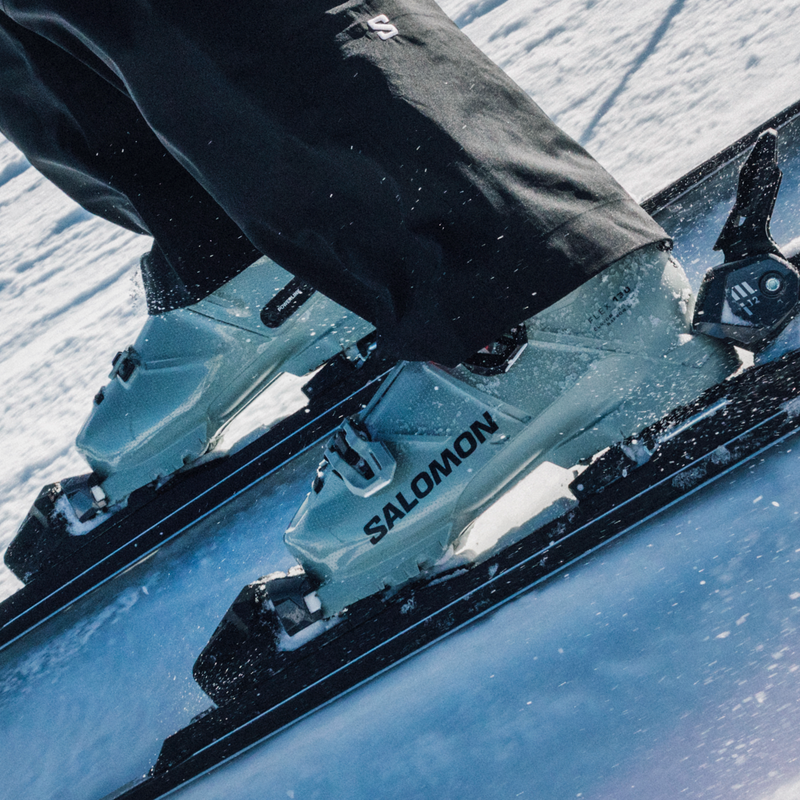 S/Pro Alpha C BOA 130, Salomon S/Pro Alpha C BOA 130 in Wrought Iron/Black/Raspberry on skis
