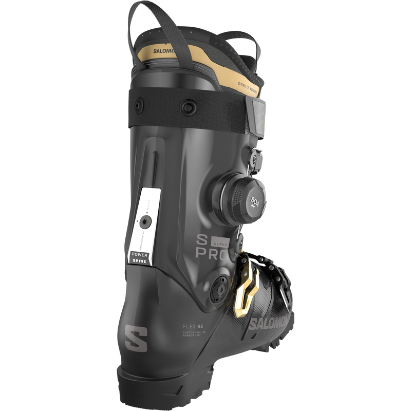 Women's S/Pro Alpha C BOA 95, Salomon Women's S/Pro Alpha C BOA 95 in Black/Gold Met/Dark Grey Met back