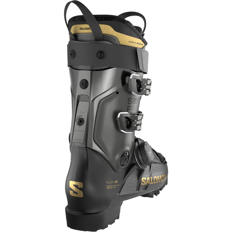 Women's S/Pro Supra S BOA 95, Salomon Women's S/Pro Supra S BOA 95 in Black/Beluga Met/Gold Met back
