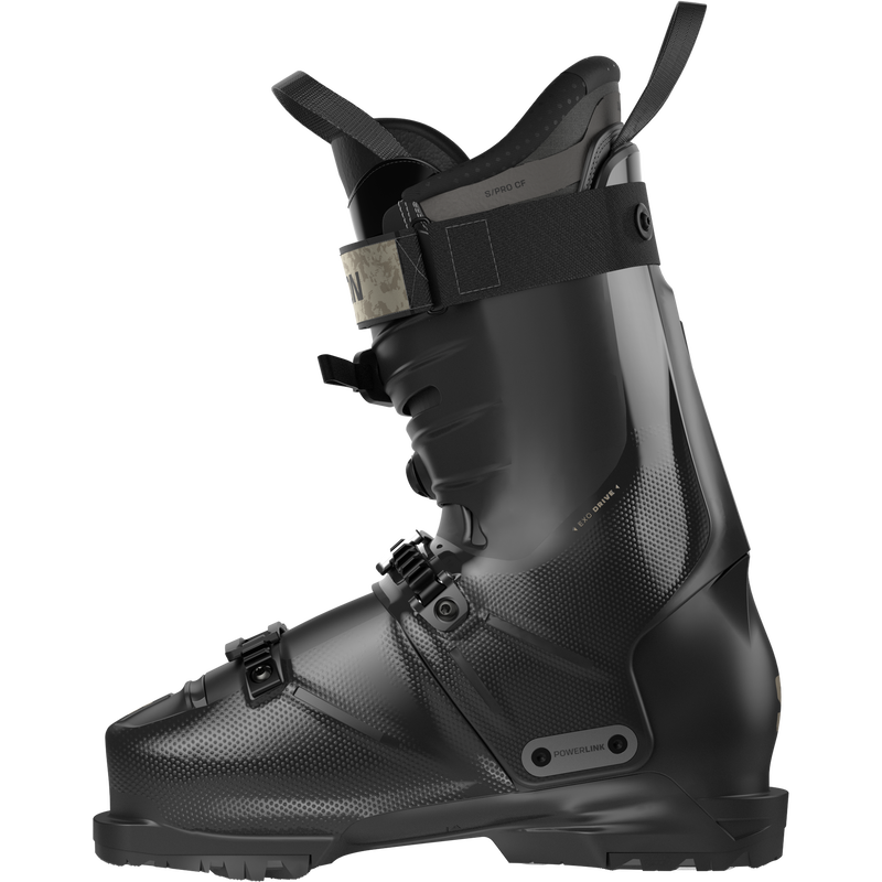 Women's S/Pro Alpha C BOA 85, Salomon Women's S/Pro Alpha C BOA 85 in Black/Dark Grey Met/Light Bronze Met inside right profile