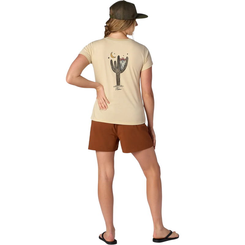 Women's Cactus Tee, Flylow Women's Cactus Tee in 150 Dune on model back