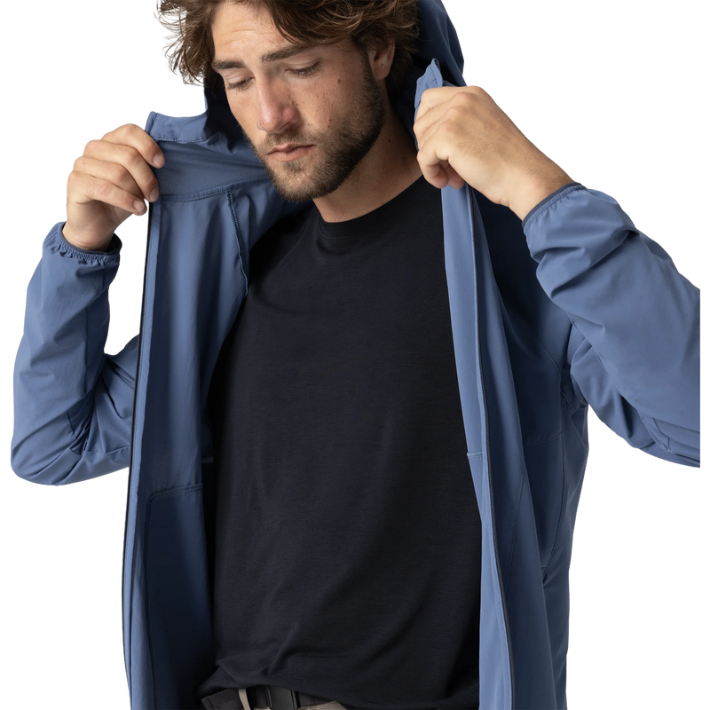 Men's Astroman Full Zip Sun Hoodie, Outdoor Research Men's Astroman Full Zip Sun Hoodie in 3000-Skyline unzipped