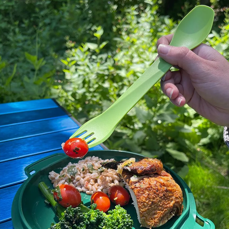 GoBites Bio-Uno Long, humangear GoBites Bio-Uno Long fork side with camp meal