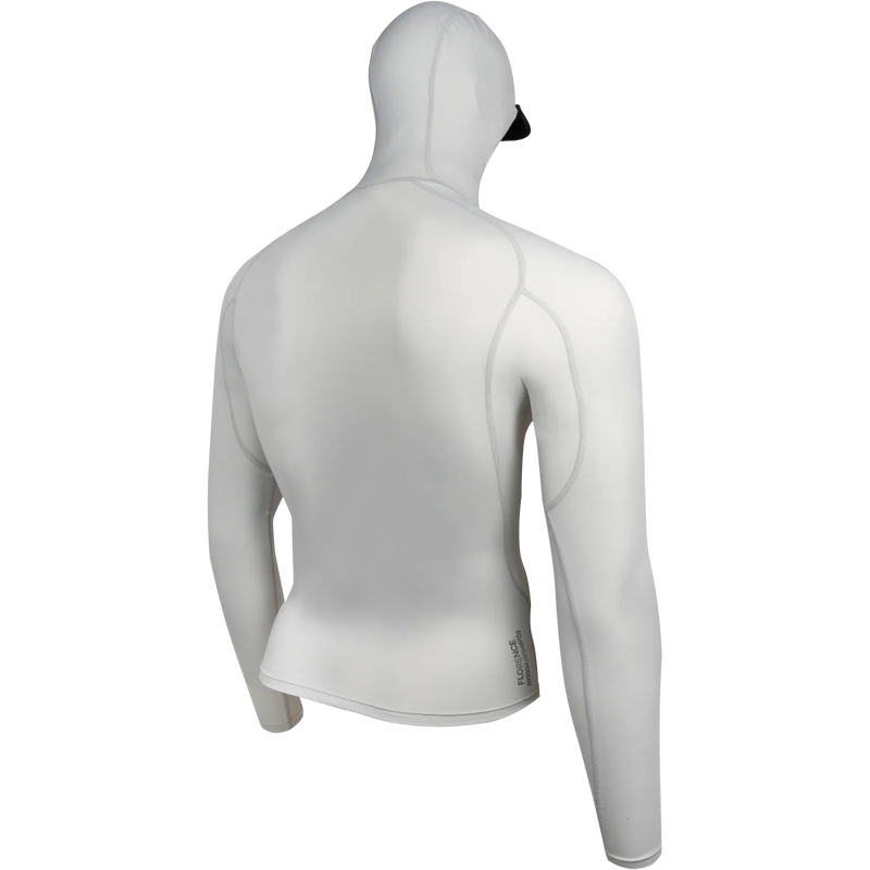 Men's Long Sleeve Hooded Rashguard, Florence Marine Men's Long Sleeve Hooded Rashguard in SIL Silver back