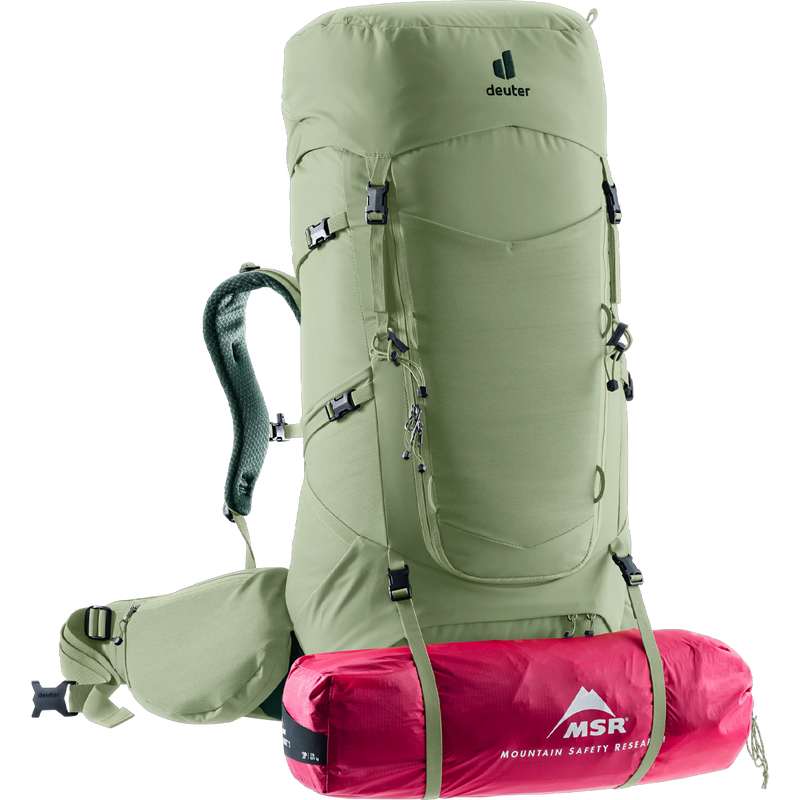 Aircontact Core 55+10 SL, Deuter Aircontact Core 55+10 SL Front with tent