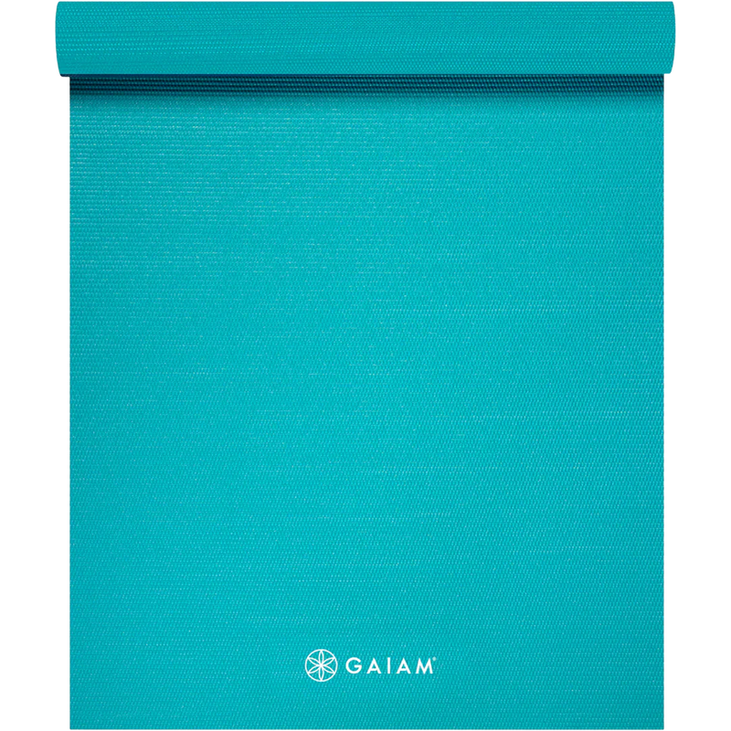 5mm Solid Yoga Mat, Gaiam 5mm Solid Yoga Mat in Light Blue rolled