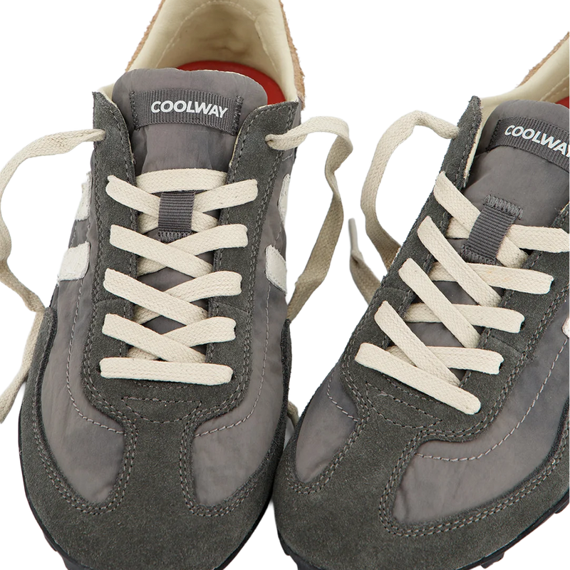 Coolway Men's Cross in Iron X laces and stitch detail