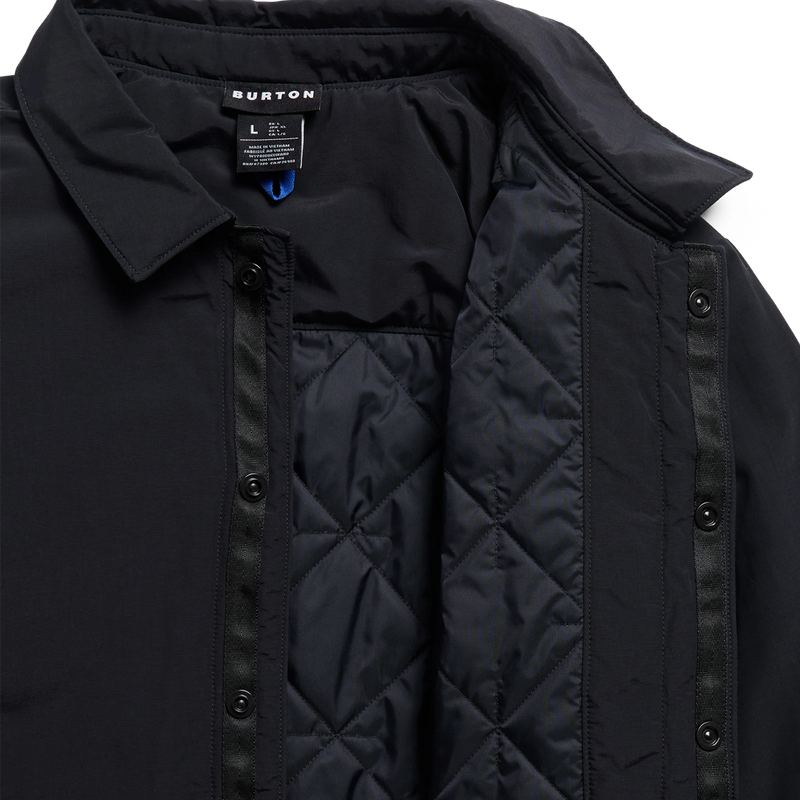 Men's Garrick Insulated Jacket, Burton Men's Garrick Insulated Jacket in True Black with button and hem detail
