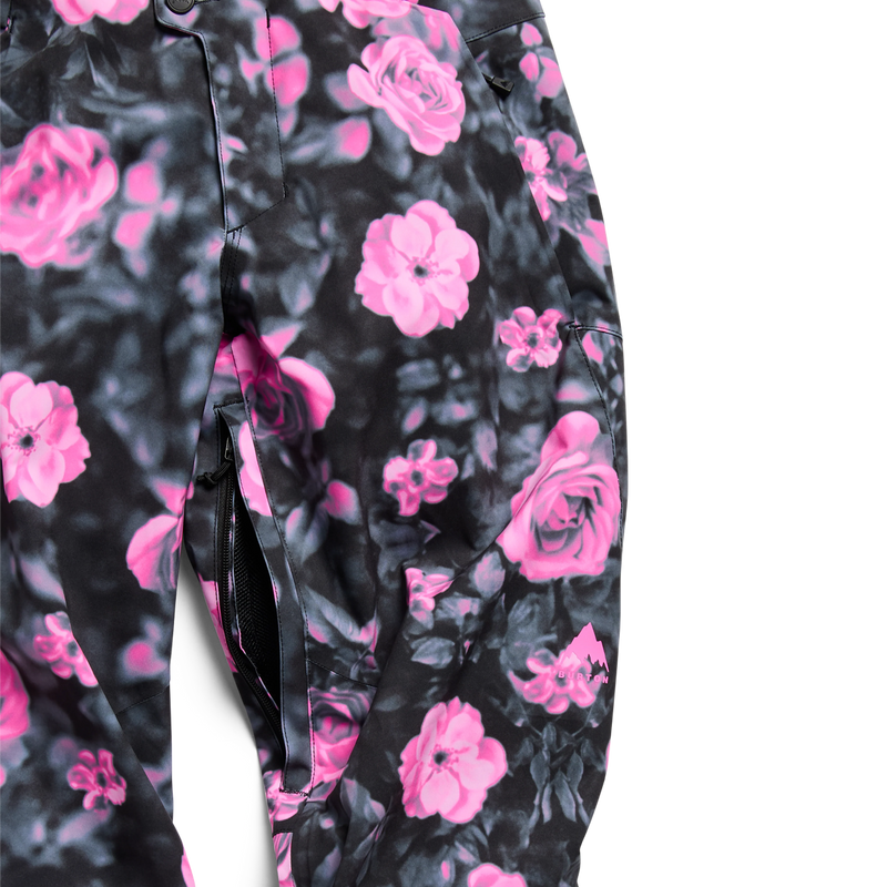 Women's Reserve 2L Stretch Slim Pants, Burton Women's Reserve 2L Stretch Slim Pants in Shockwave Floral with vent detail