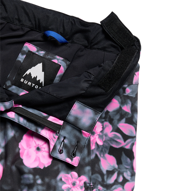 Women's Reserve 2L Stretch Slim Pants, Burton Women's Reserve 2L Stretch Slim Pants in Shockwave Floral with liner and velcro detail