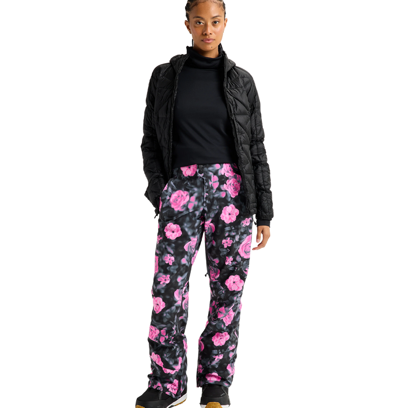 Women's Reserve 2L Stretch Slim Pants, Burton Women's Reserve 2L Stretch Slim Pants in Shockwave Floral full body on model