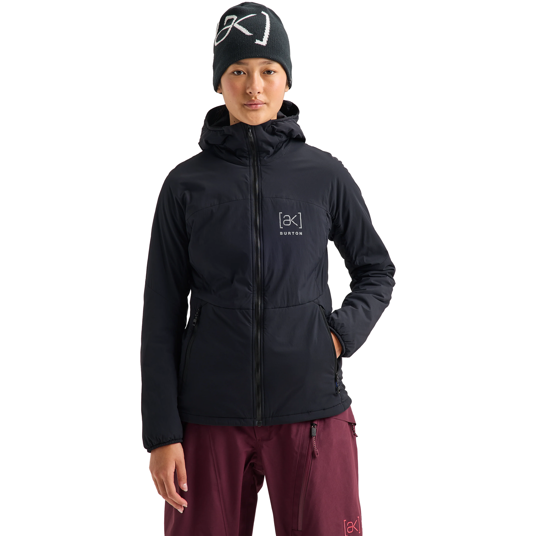 Burton Women's AK Helium Hooded Insulated Jacket Front on model