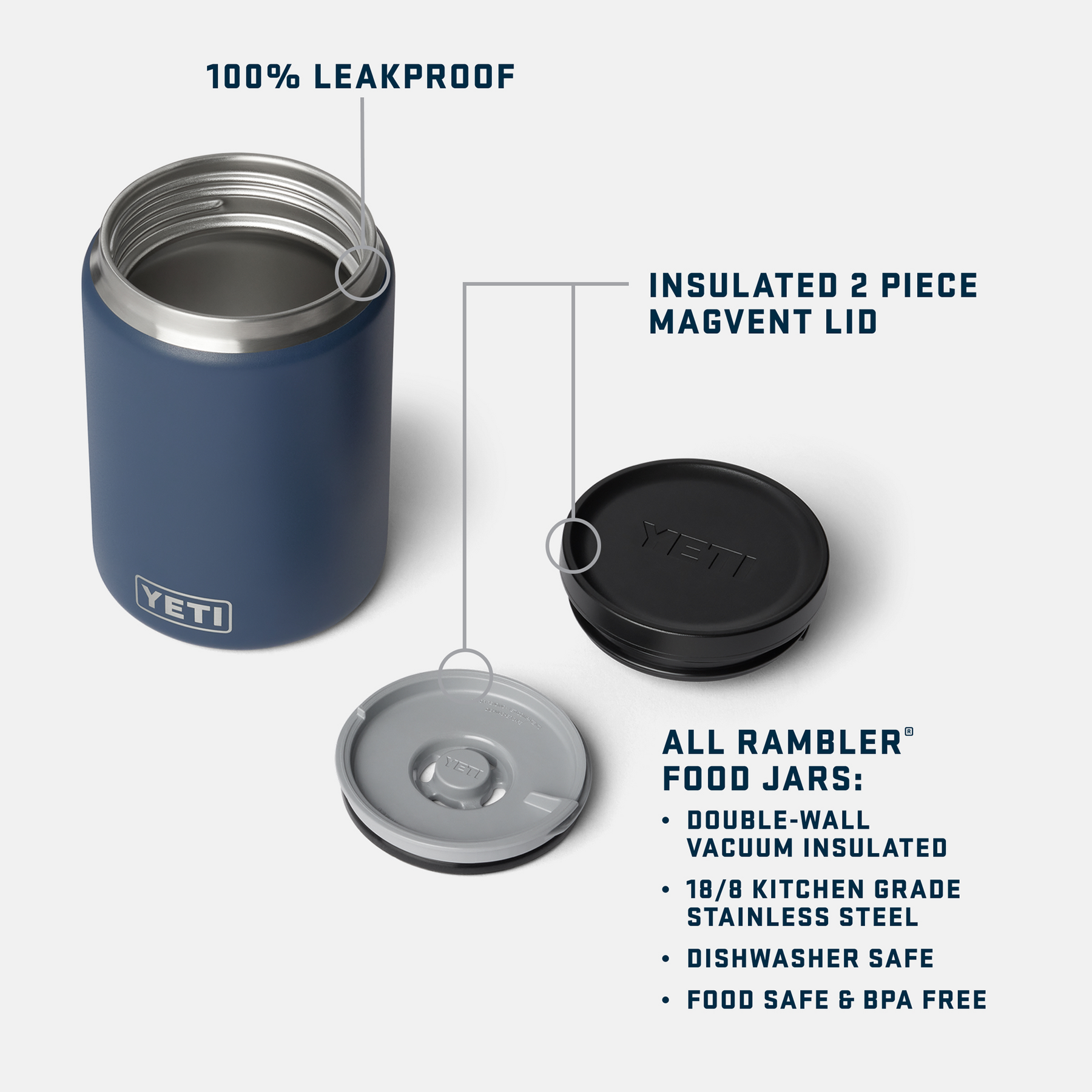 Yeti Rambler 24 oz Food Jar Features Graphic