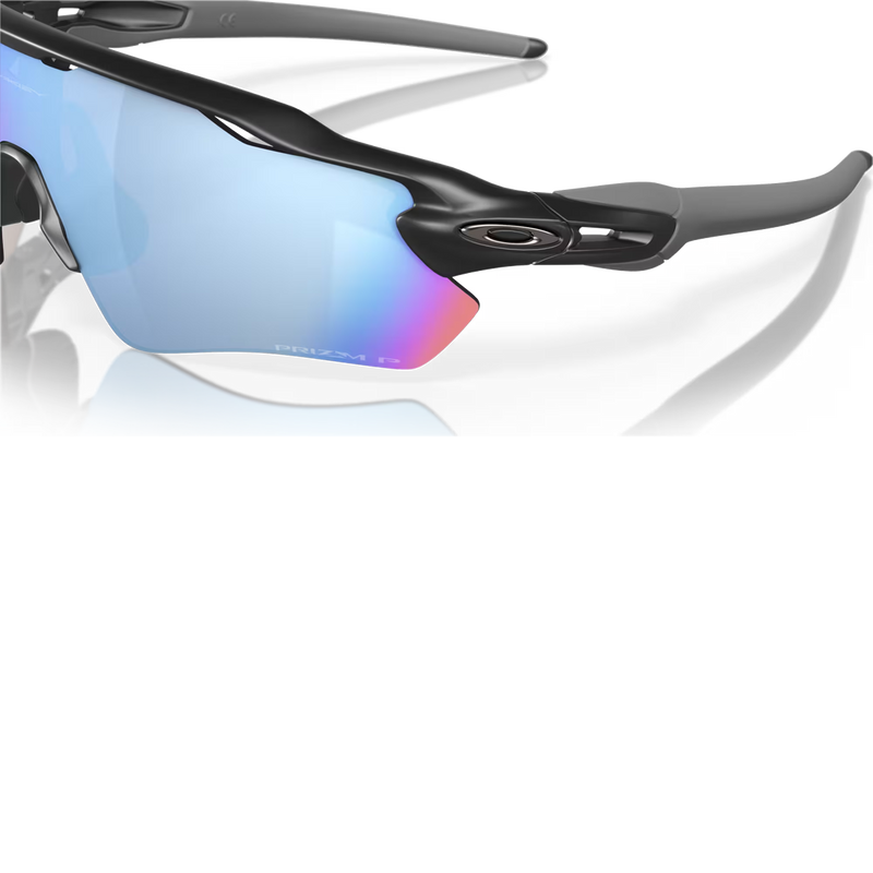 Radar EV Path Matte Black/Prizm Deep Water Polarized, Oakley Radar EV Path Matte Black in Prizm Deep Water Polarized logo detail