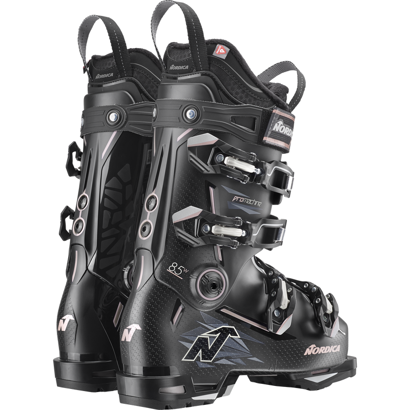 Women's Promachine 3 85, Nordica Women's Promachine 3 85 in Black/Rose/White pair right back