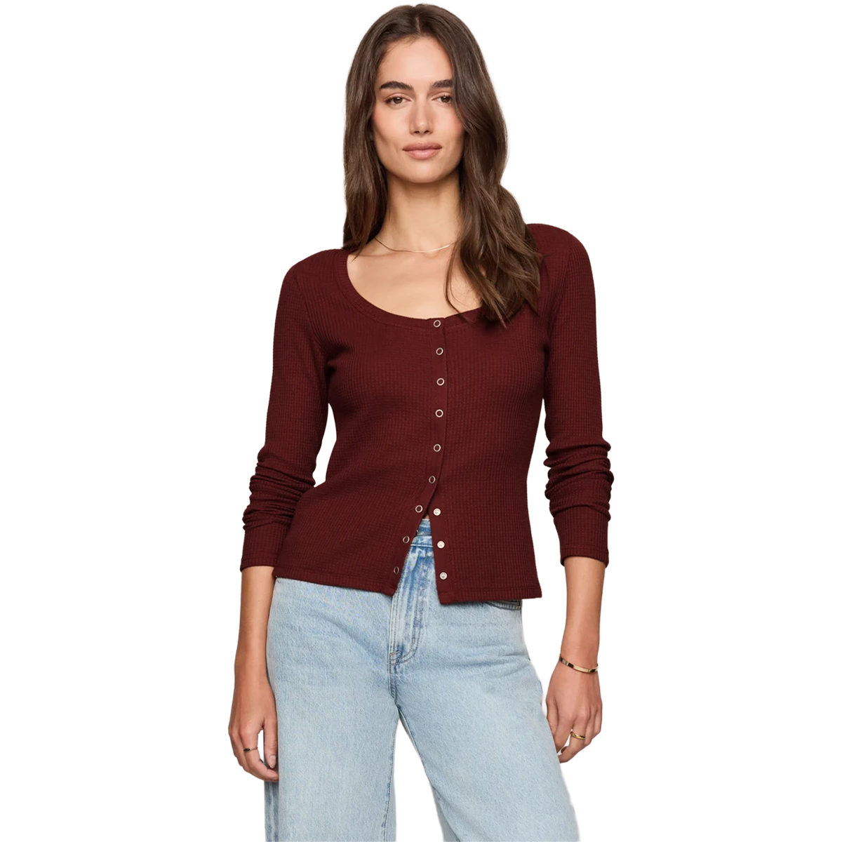 Women's Albany Waffle Button Up Top alternate view
