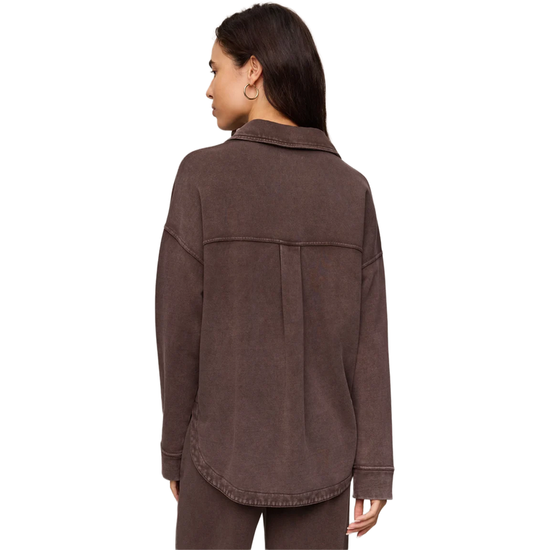 Women's All Day Knit Jacket, Z Supply Women's All Day Knit Jacket in Dark Chocolate back view