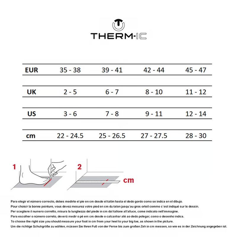 Therm-ic Heated Sock Fusion One size chart