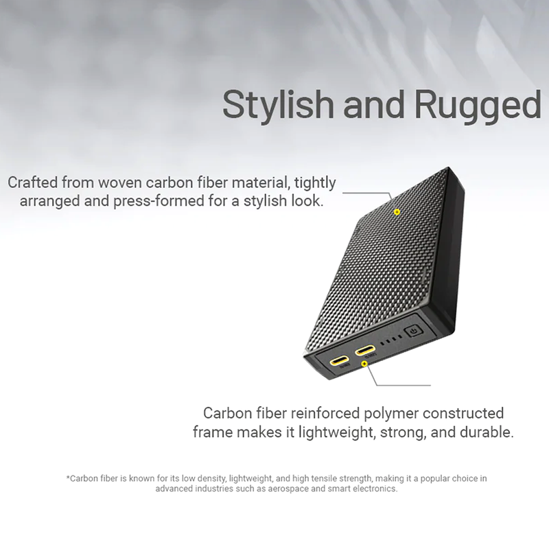 NB20000 Gen 3 Power Bank, Nitecore NB20000 Gen 3 Power Bank carbon fiber construction