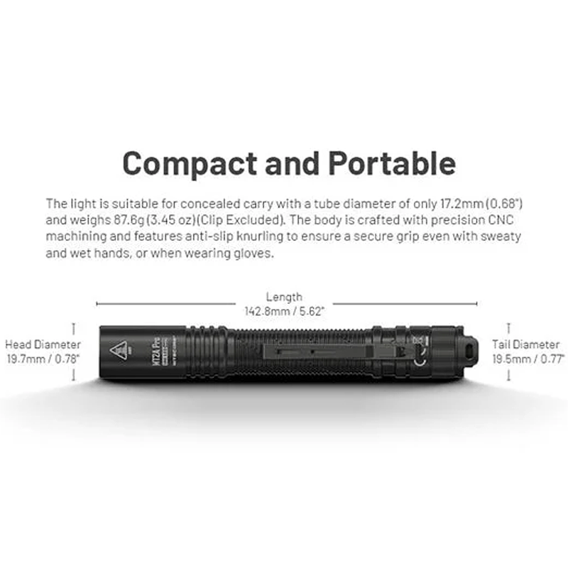 MT2A Pro 1000 Pen Flashlight, Nitecore MT2A Pro 1000 Pen Flashlight compact size