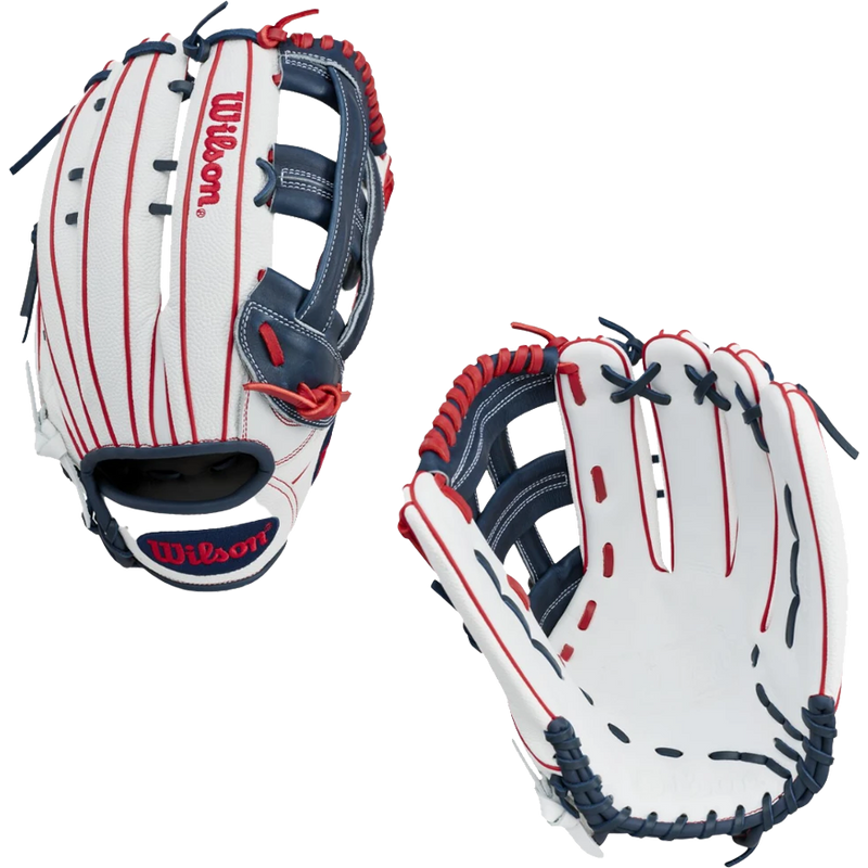 A1000 SMU Slowpitch - 13" Dual Post Web, Wilson A1000 SMU Slowpitch - 13" Dual Post Web Front and Back
