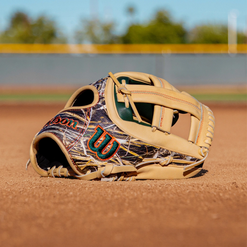 A2000 Gunnar IF - 11.75" Single Post, Wilson A2000 Gunnar IF - 11.75" Single Post in Blonde Camo on the diamond