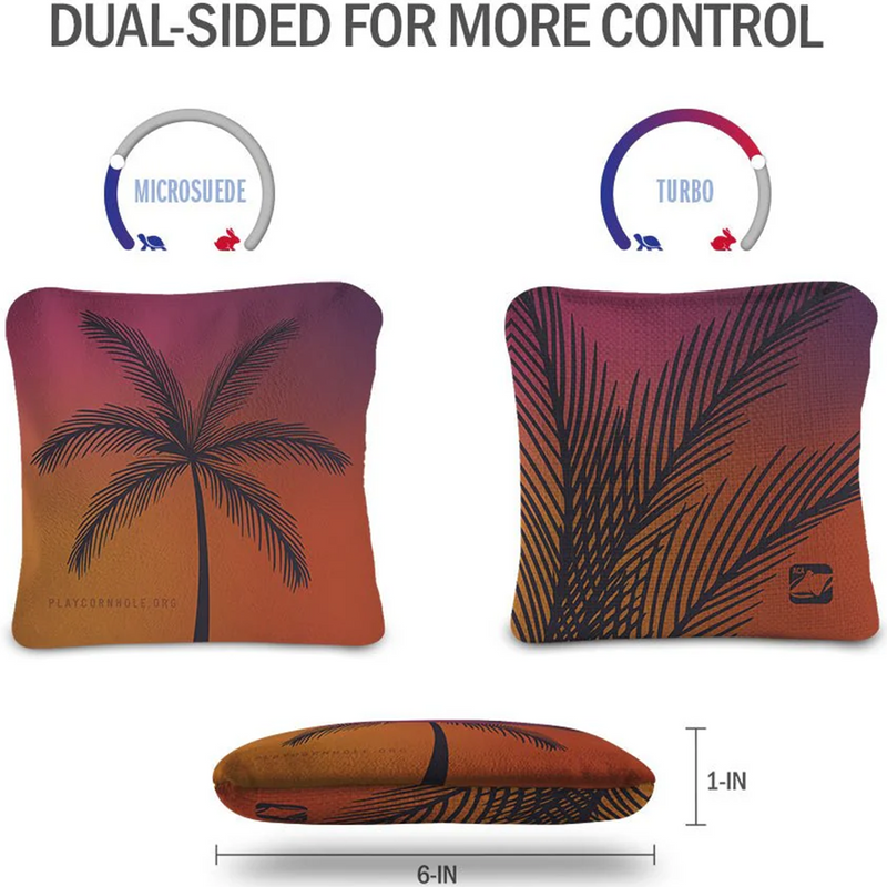 Synergy Pro Cornhole Bags, American Cornhole Association Synergy Pro Cornhole Bags in Tropical Sunset dual sided