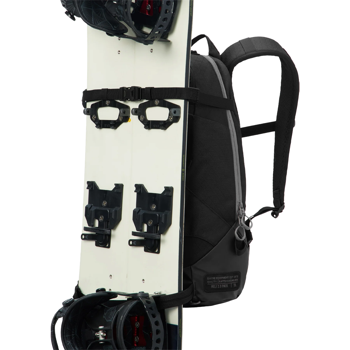 DaKine Heli 2.0 Backpack 12L in Black snowboard strap attachment detail