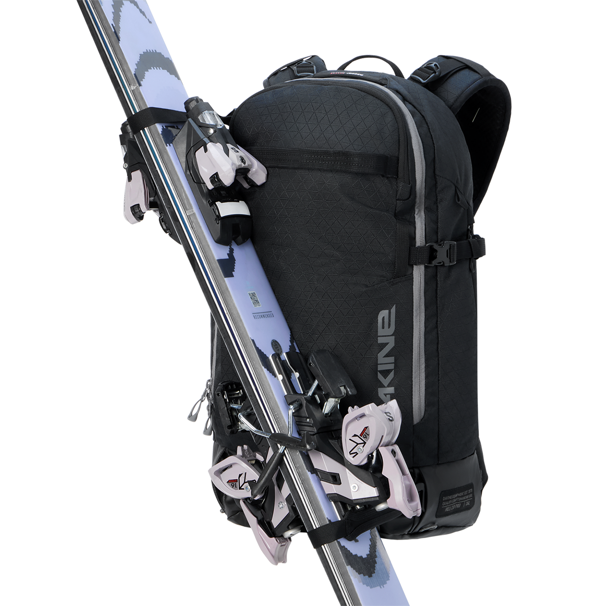 Dakine Heli 2.0 Pro Backpack ski's strapped on front 