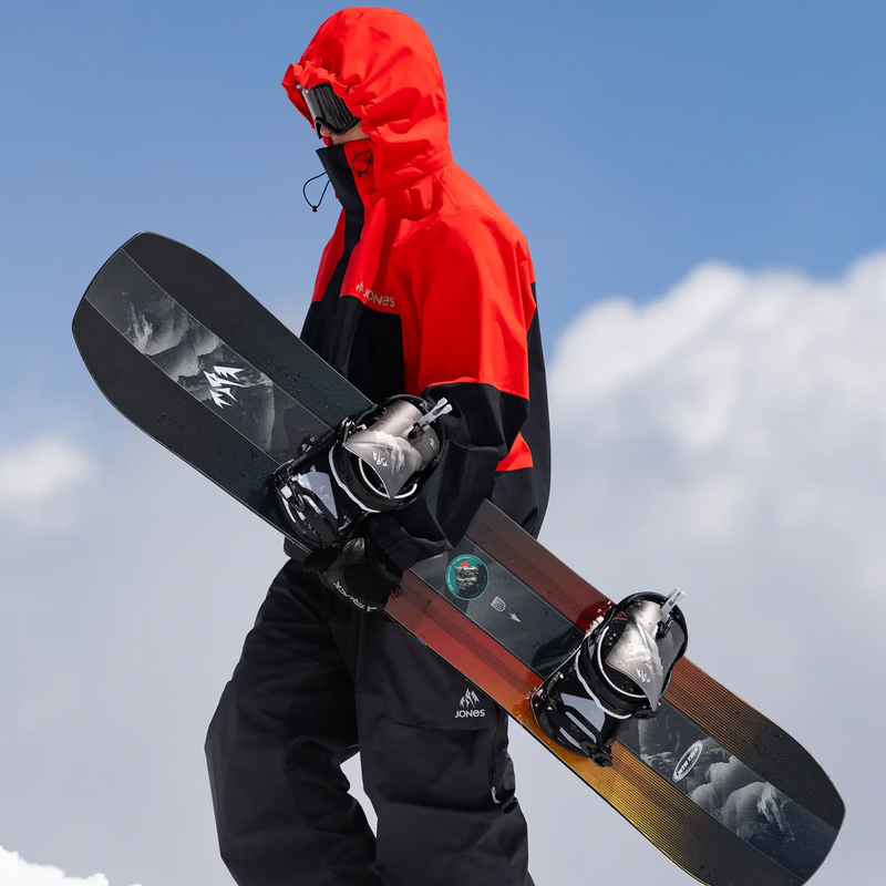 Mountain Twin, Jones Snowboards Mountain Twin under riders arm
