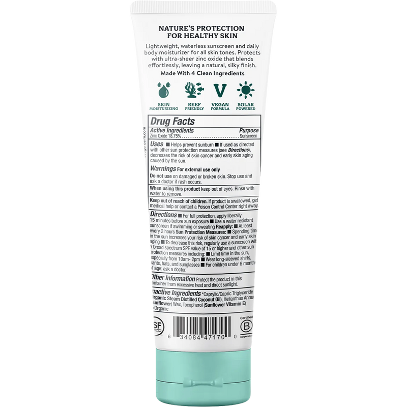 Daily Mineral Sunscreen SPF 30, Daily Mineral Sunscreen SPF 30 back side