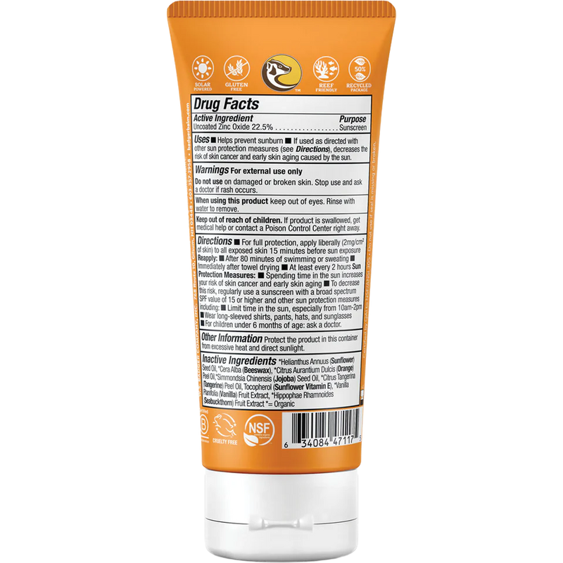 Kids Mineral Sunscreen SPF 40, Badger Kids Mineral Sunscreen SPF 40 back view