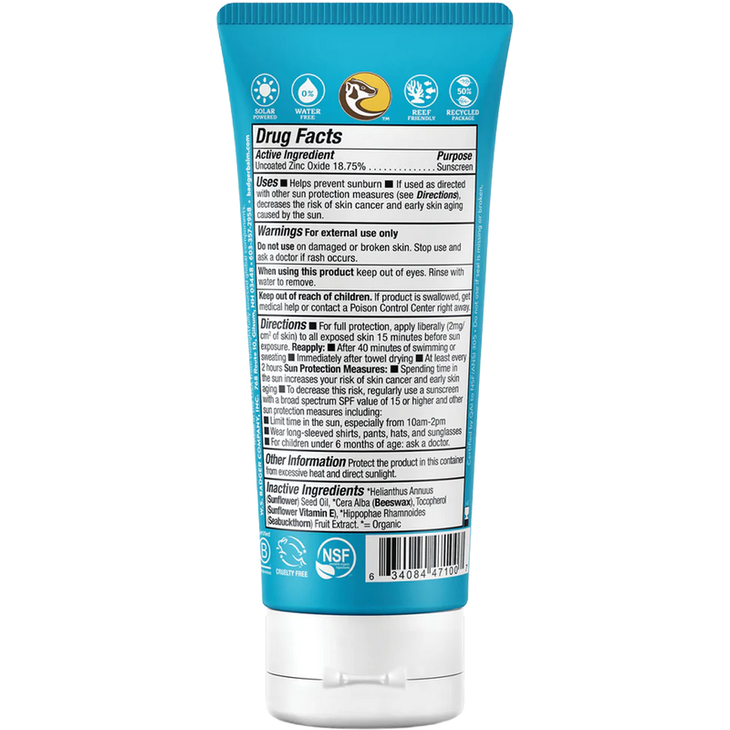 Active Mineral Sunscreen SPF 30, Badger Active Mineral Sunscreen SPF 30 back view
