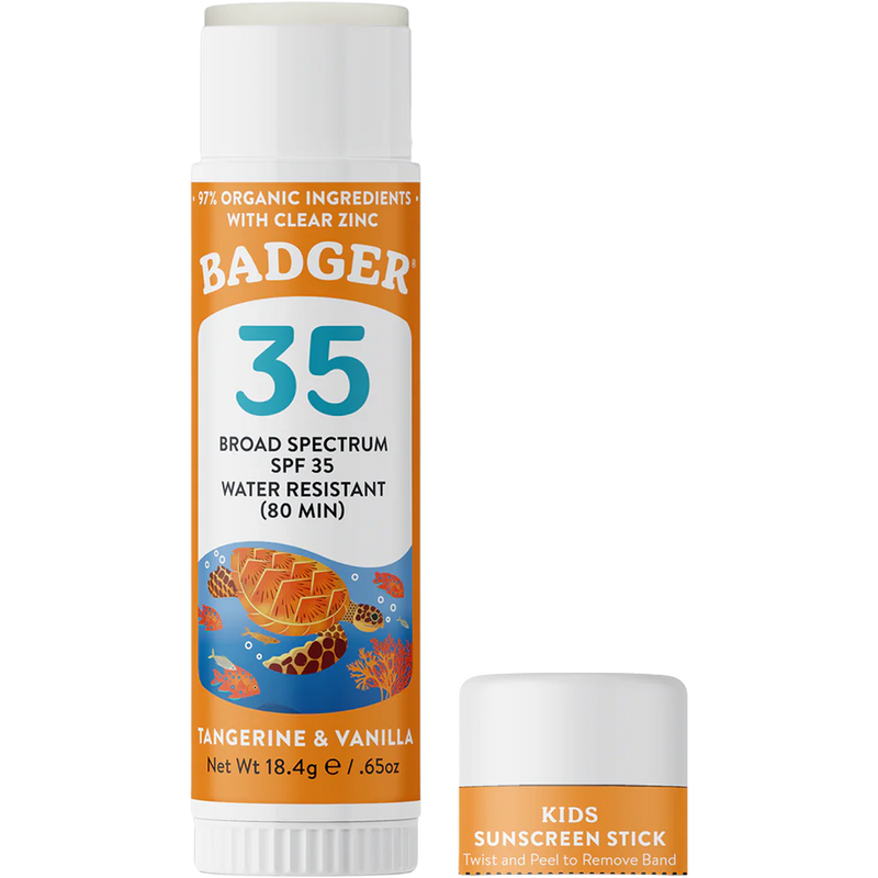 Kids Mineral Sunscreen Face Stick Spf 35, Badger Kids Mineral Sunscreen Face Stick Spf 35 cap off