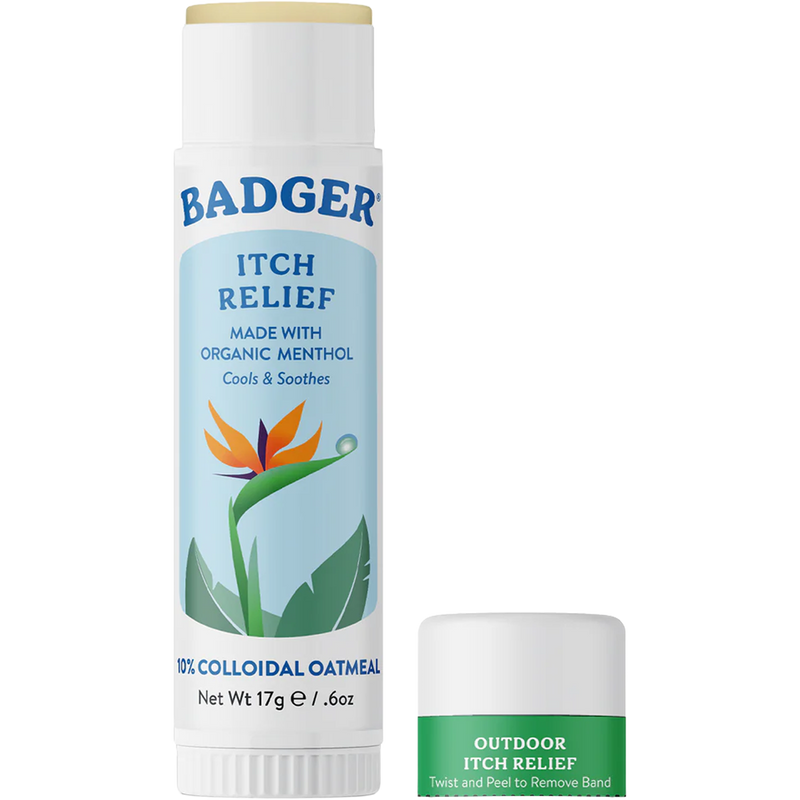 Itch Relief Stick, Badger Itch Relief Stick with cap off