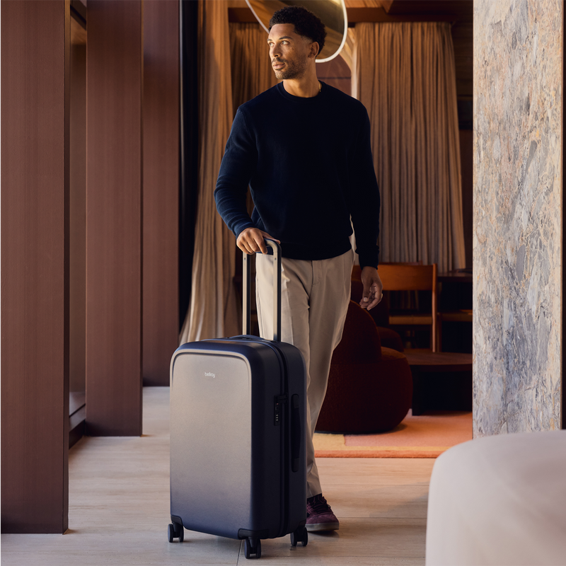 Transit Check-In, Bellroy Transit Check-In in Black action image with model