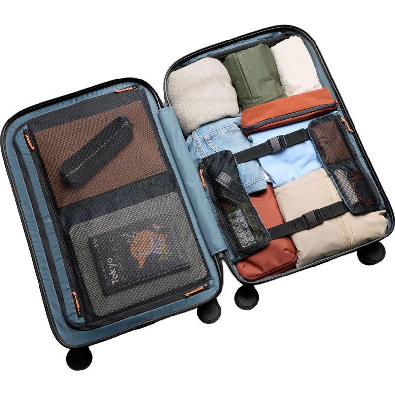 Transit Check-In, Bellroy Transit Check-In in Black opened with compartment detail