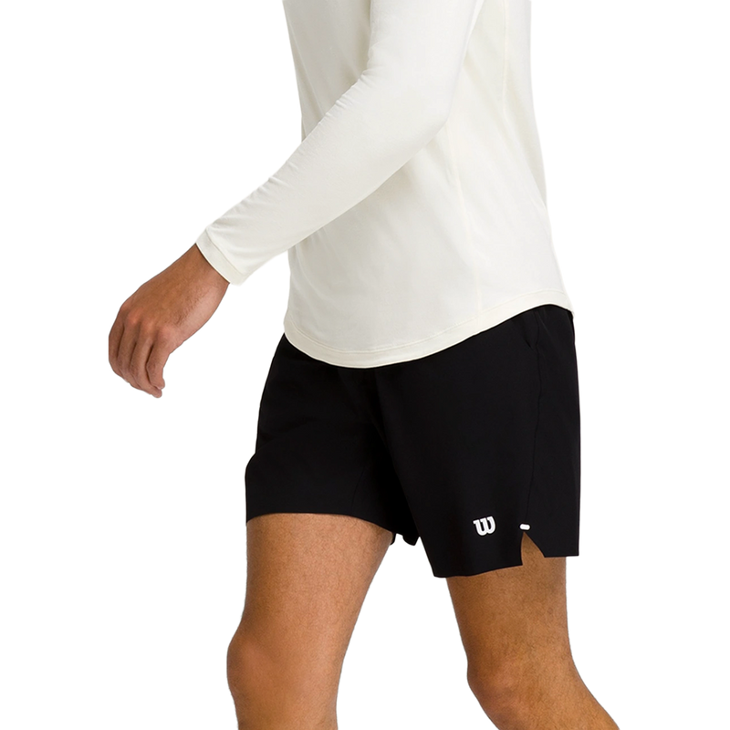 Men's Tournament Short V2 Unlined 7", Wilson Men's Tournament Short V2 Unlined 7" in Black in motion