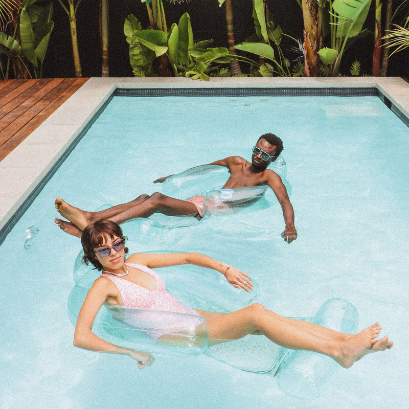 Mesh Chair, Funboy Mesh Chair in Clear Blue with models in pool