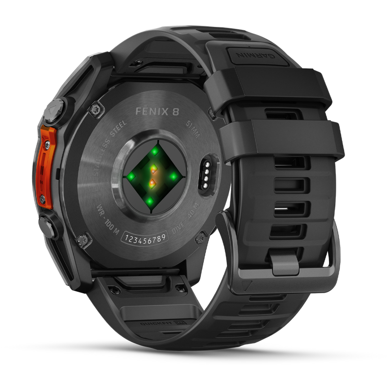 Fenix 8 51mm Slate Gray w/ Black, Garmin Fenix 8 51mm Slate Gray Black back